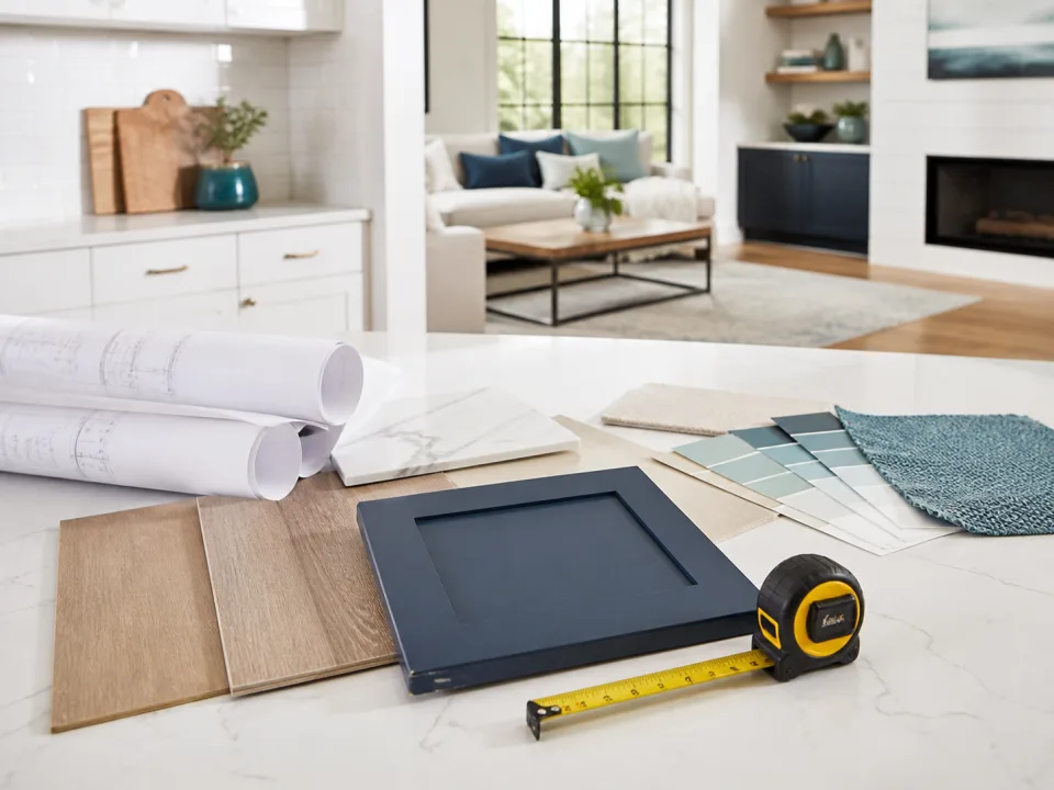 Pläne und Materialmuster für eine Innenrenovierung
